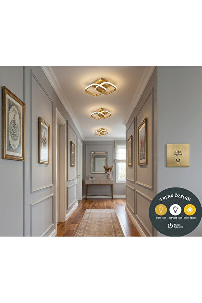 Zeus Çift Kare Eskitme Modern LED Plafonyer Avize 3 Renk | Antre, Hol, Koridor ve Salon İçin