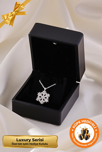 Lucente Jewellery Işıklı Hediye Kutulu Beyaz Kar Tanesi 925 Ayar Gümüş Kaplam...
