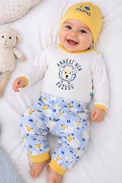 Babyhola Kız Erkek Bebek Badi Takım %100 Pamuk Annesinin Kuzusu Çıtçıtlı Badi...