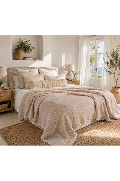 Tasarım Hb&Victory 100% Cotton 6 Layer Muslin Quilt Mink Color Single Size 17...