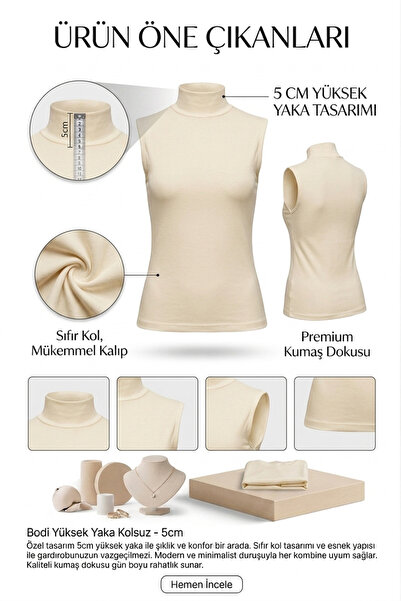 Sonbaharmoda Γυναικείο Μπλουζάκι Χωρίς Μανίκια Μισό Φινιρισμένο Βαμβακερό ελα...