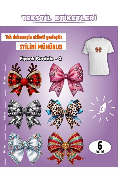AGG Reklam Ütü ile Yapışan Kıyafet Etiketi Fiyonk Kurdele -2 6Lı Set