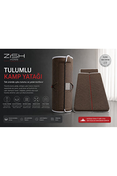 Zishome Kahverengi Taşınabilir Kendinden Fermuarlı Tulumlu Katlanır Kamp Yata...