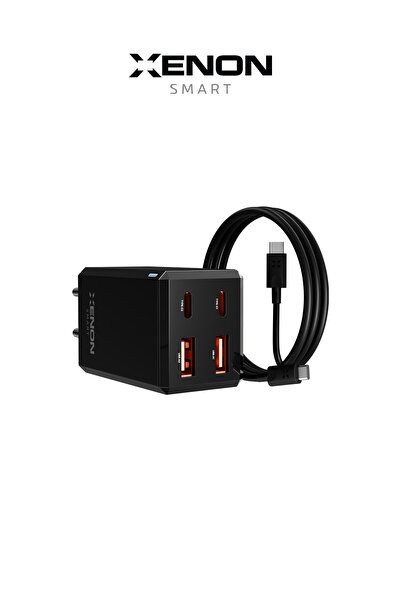 Fast Charging Adapter 65W GaN + Type-C Cable 100W PD | 4 Ports, iPhone & Samsung Compatible (X6425)