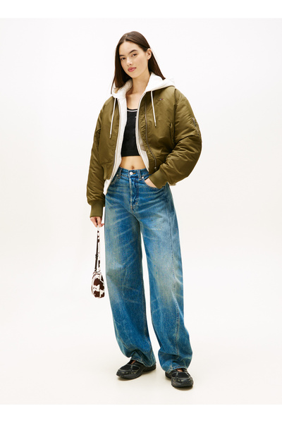 Tommy Jeans Haki Kadın Standart Fit Ceket TJW ESSENTIAL BOMBER JACKET