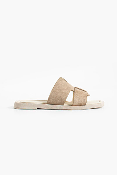 Siena Shoes Udera Women's Genuine Leather Slippers Beige Suede