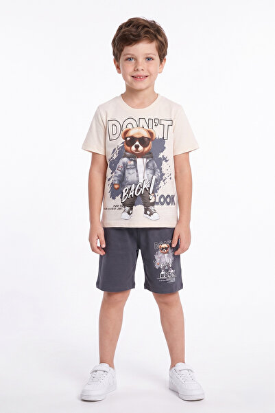 Fulla Moda 100% Cotton Teddy Bear Printed Boys' 2-Piece Set