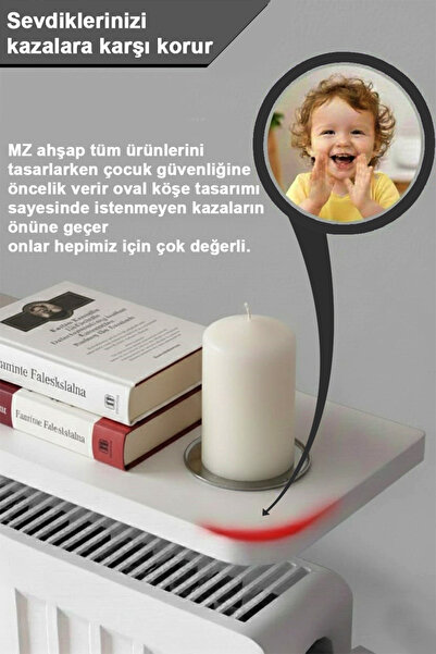 Zümra Ahşap Petek Üstü Raf Uçan Raf Beyaz Renk 16x80 cm
