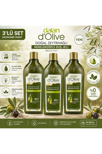 Dalan D'olive Doğal Zeytinyağlı Duş Jeli Besleyici 400ml 3' Lü Set (400ML X 3)