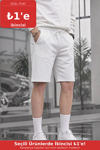 COMBİNE MİCHAİL Erkek Günlük Basic Regular Beyaz Şort