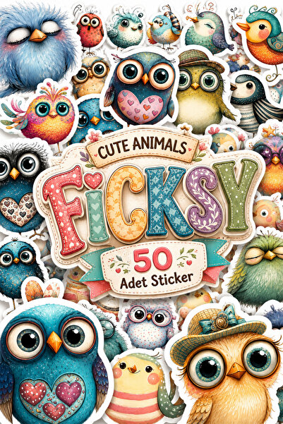 Ficksy Cute Bird Sticker Set - 50 Sticker Stickers