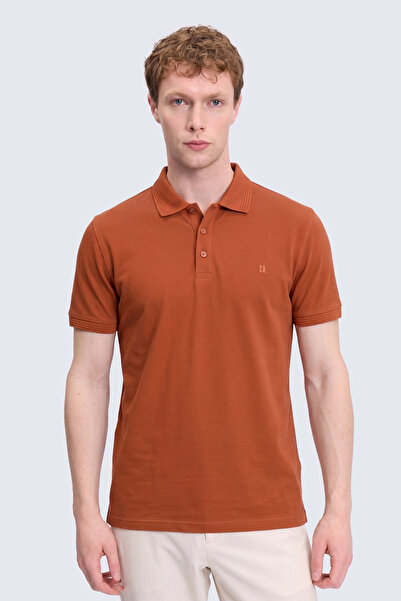 Hatemoğlu Orange Regular Fit Polo Collar 100% Cotton T-Shirt
