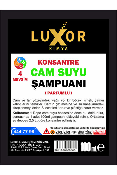 Luxor Kimya Konsantre Oto Cam Suyu Şampuanı 100ML 1 Adet