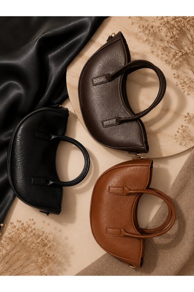 todays co Kayık Tan Color Leather Bag with Strap