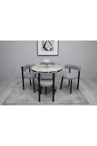 ROYALİSA TABLE CHAİR ROYALİSA NOVA YUVARLAK 4 KİŞİLİK MASA SANDALYE TAKIMI
