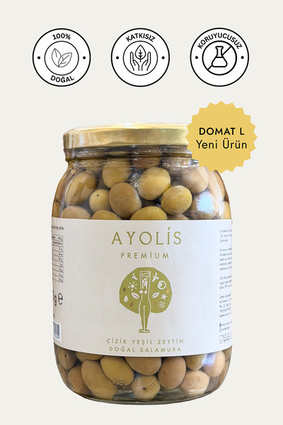 Ayolis Premium Gurme Domat Çizik Yeşil Zeytin L 950 g