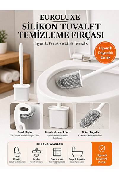 EUROLUXE Set de perii de toaletă din silicon de culoare albă, perie practică ...