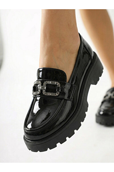Zaira Pantofi casual dama negri din piele ecologica lacuita Zafira #24669 - 38