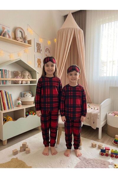 ALİŞ KİDS Set de pijamale de iarnă din lână, cu mâneci lungi, cu model în car...