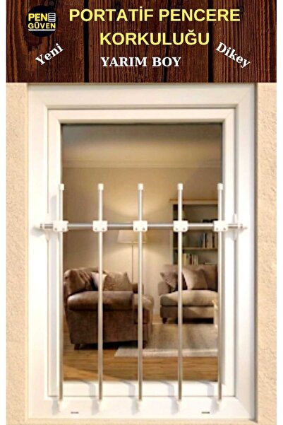 5 ÇUBUKLU-DİKEY-YARIM KAPAMA- BEYAZ-PORTATİF PENCERE KORKULUĞU-BARİYERİ-PENCERE GÜVENLİK SİSTEMLERİ