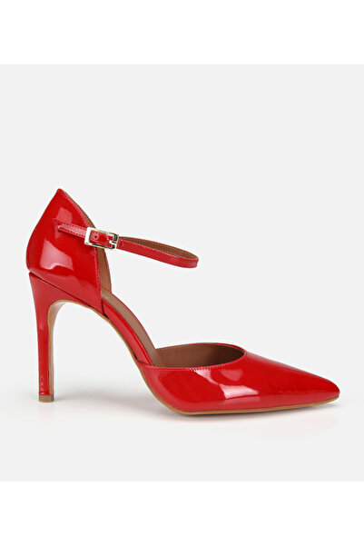 Hotiç Women's Patent Leather Red Ankle Strap Stiletto
