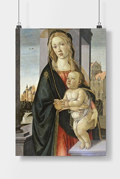 Luna Marissa Sandro Botticelli, Madonna ce Çocuk Tablosu Poster Çerçevesiz Du...