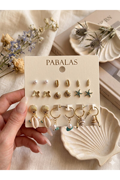 PABALAS 9-Piece Combination Earring Set – Gold & Silver Color Minimal, Pearl,...