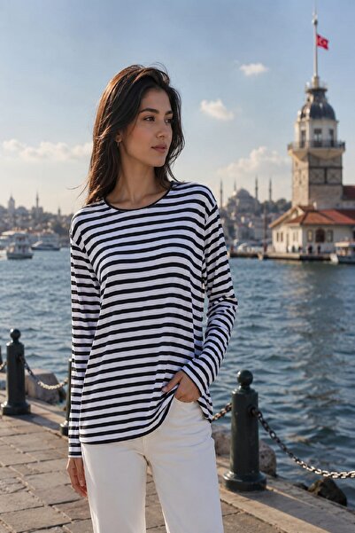 GÜZEL KAMAN White Striped Blouse Combed Cotton 1 Piece High Quality Useful Be...