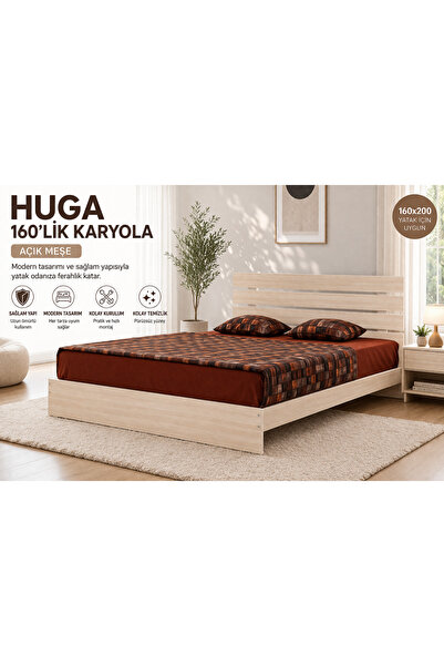 PASİFİC HOME Huga Tek ve Çift Kişilik Karyola, Meşe , Ölçü Seçenekleri