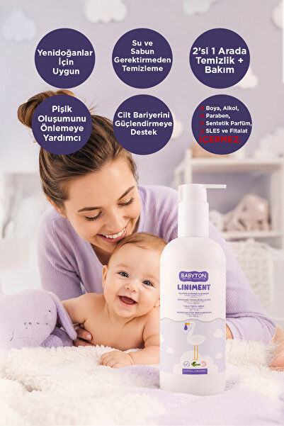 BABYTON Liniment Doğal Bebek Bezi Değiştirme Temizleyicisi ve Pişik Önleyici 400 ml