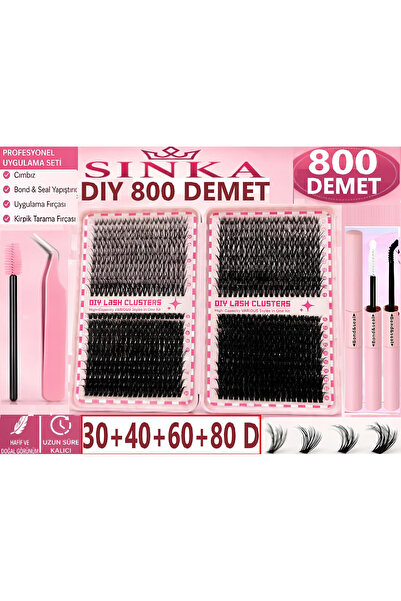 SİNKA Takma Kirpik 640 Demet Kirpik Seti Kitap Model 30-40-60-80 D 5 Farklı H...