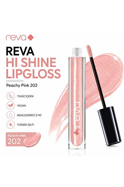 REVA Işıltılı Dudak Parlatıcısı - Hi-shine Lip Gloss Peachy Pink - No: 202 - ...