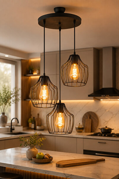 NisaLuce Nisa Luce Burgaz Modern Metal avize siyah