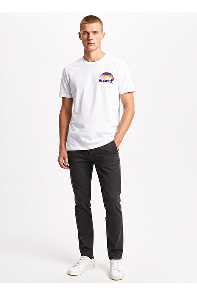 SUPERDRY Beyaz Erkek Regular Fit Baskılı T-Shirt CL GREAT OUTDOORS CHEST TEE