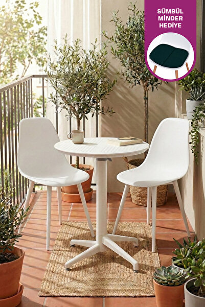 VİLİNZE Tilia Plastik Bahçe Balkon Bistro Seti Katlanır Masa 60*60 cm