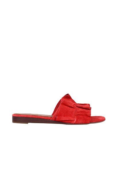 Bueno Shoes شبشب مسطح نسائي من جلد الغزال بزهرة الرمان 01wn1908