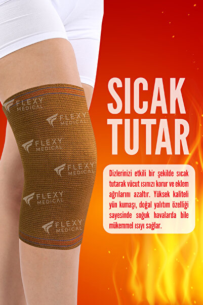 Flexy Medical (2 ADET) Yün Dizlik - Diz Ağrısı, Romatizma, Eklem Ağrıları, Ki...