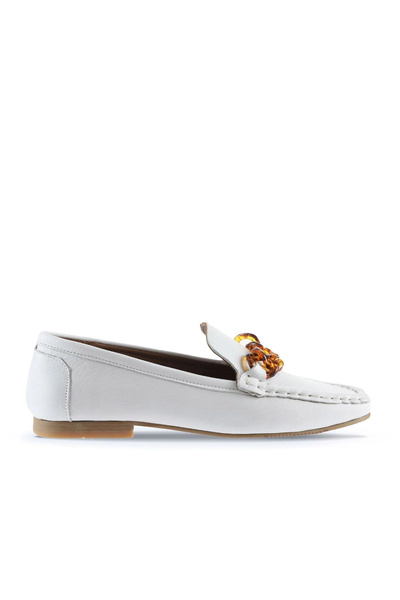 Bueno Shoes 01td1702 Μοντέλο Λευκό Δερμάτινο Γυναικείο Loafer