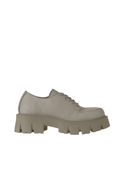 Bueno Shoes Beige leather women's platform heeled shoes 01wv4604