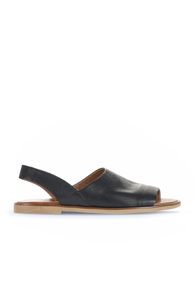 Bueno Shoes Sandale plate de damă din piele neagră Khv-bej 01wa5706