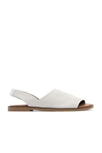 Bueno Shoes Λευκά Σπασμένα Δερμάτινα Γυναικεία Flat Σανδάλια 01wa5706