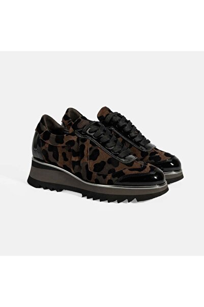 Desa Luca Grossi Kadın Leopar Desenli Süet Deri Sneaker