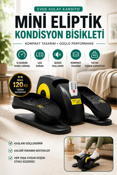 post alley 8 Kademe Ayarlı Mini Eliptik Kondisyon Bisikleti | 120 kg | Progra...
