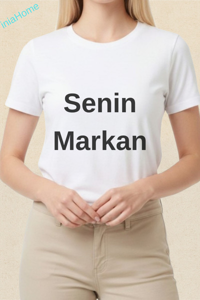 iniaHome Kişiye Özel Baskı Tişört (Kendin Tasarla) Baskılı %100 Pamuk Bisiklt...