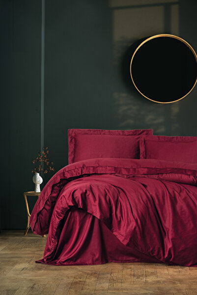 Cotton Box Set cuvertură dublă din Satin Elegant Roșu Claret