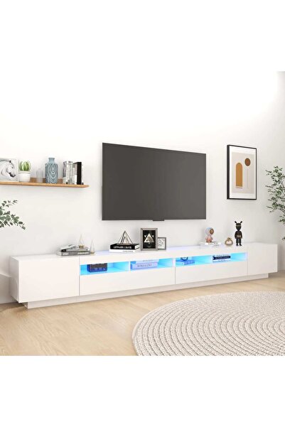 Concept Comodă TV cu lumini LED, alb, 300x35x40cm