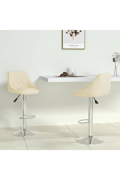 Concept Scaune de bar, 2 buc., crem, piele ecologică