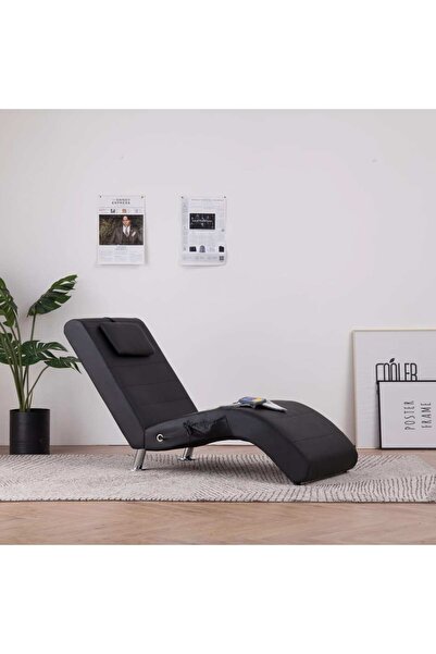 Concept Șezlong de masaj cu pernă, negru, piele artificială