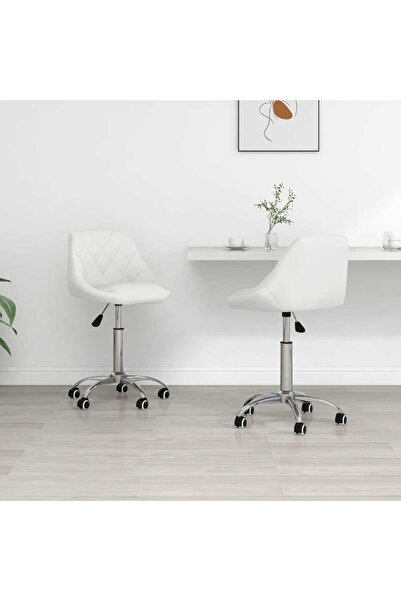 Concept Scaune de bucătărie pivotante, 2 buc., alb, piele ecologică