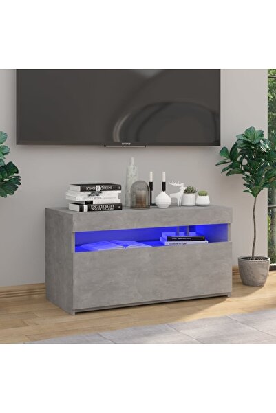 Concept Comodă TV cu lumini LED, gri beton, 75x35x40 cm